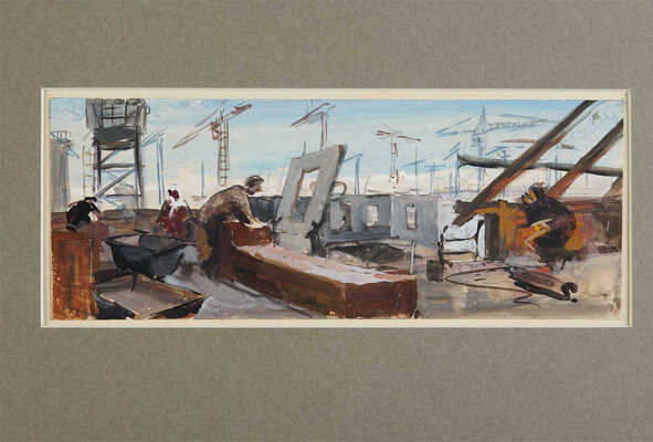 Дуленков Борис Дмитриевич. Лот из четырех работ из серии «Москва строится», иллюстрации к фильму «Конец старой Березовки»